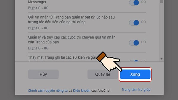 Đồng ý cấp quyền truy câp vào tin nhắn